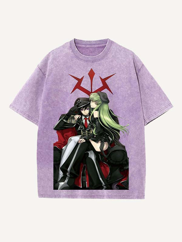 Code Geass Print Round Neck T-shirt