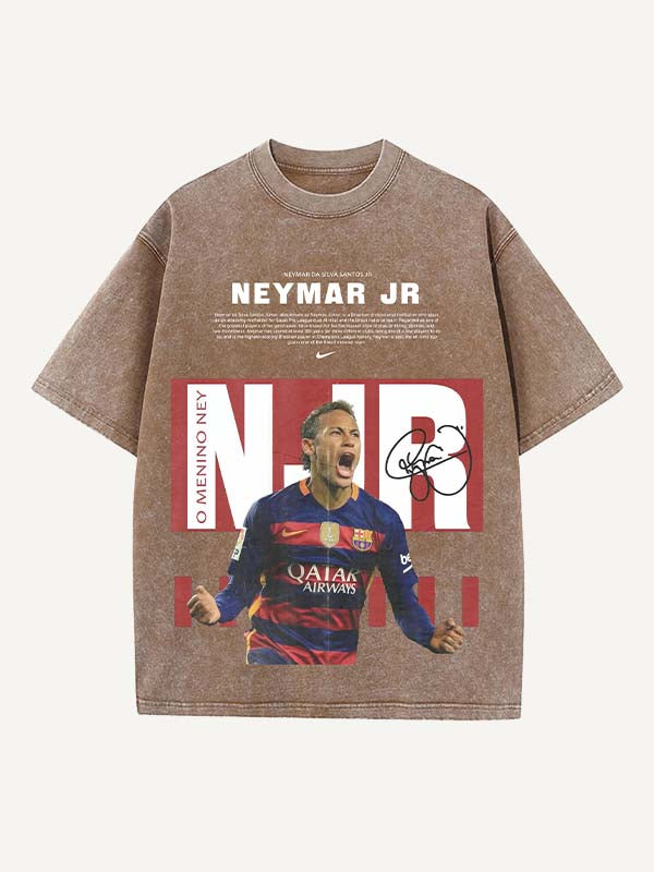 Neymar Print Round Neck T-shirt
