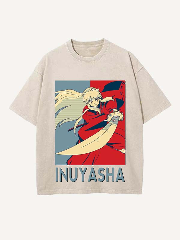 Inuyasha Print Round Neck T-shirt