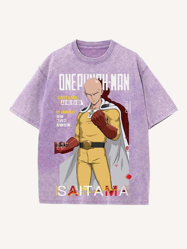 One-Punch Man Print Round Neck T-shirt