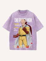 One-Punch Man Print Round Neck T-shirt