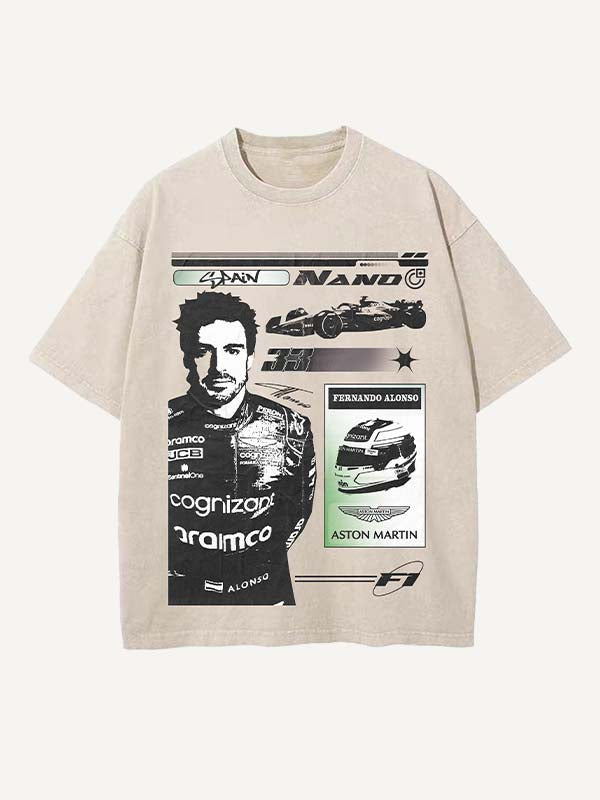 Fernando Alonso Print Round Neck T-shirt