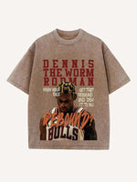 Dennis Rodman Print Round Neck T-shirt