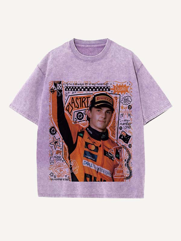 Oscar Piastri Print Round Neck T-shirt