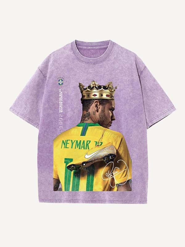 Neymar Print Round Neck T-shirt