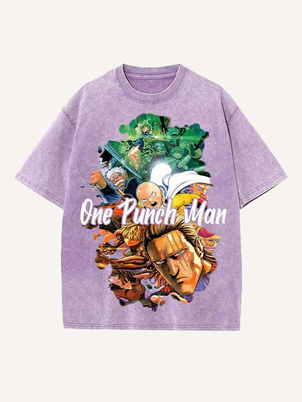 One-Punch Man Print Round Neck T-shirt