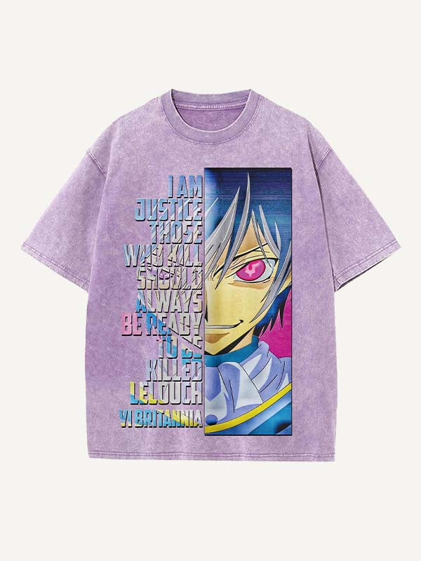 Code Geass Print Round Neck T-shirt