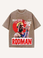 Dennis Rodman Print Round Neck T-shirt