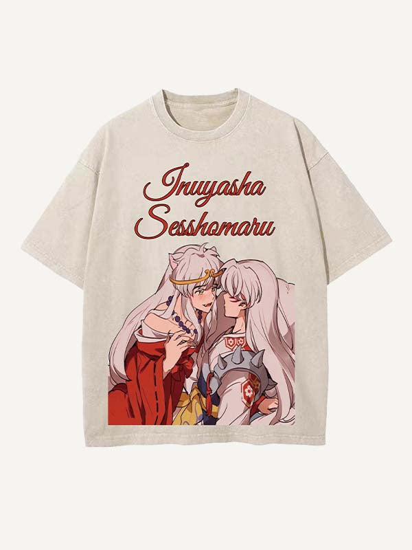 Inuyasha Print Round Neck T-shirt