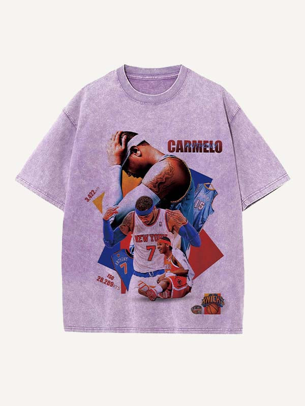 Carmelo Anthony Print Round Neck T-shirt