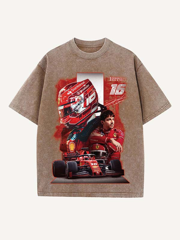 Charles Leclerc Print Round Neck T-shirt