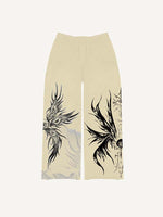 Eye&Wing&Graphic Print Elastic Waist Pants