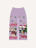 Christmas Horror Print Elastic Waist Pants
