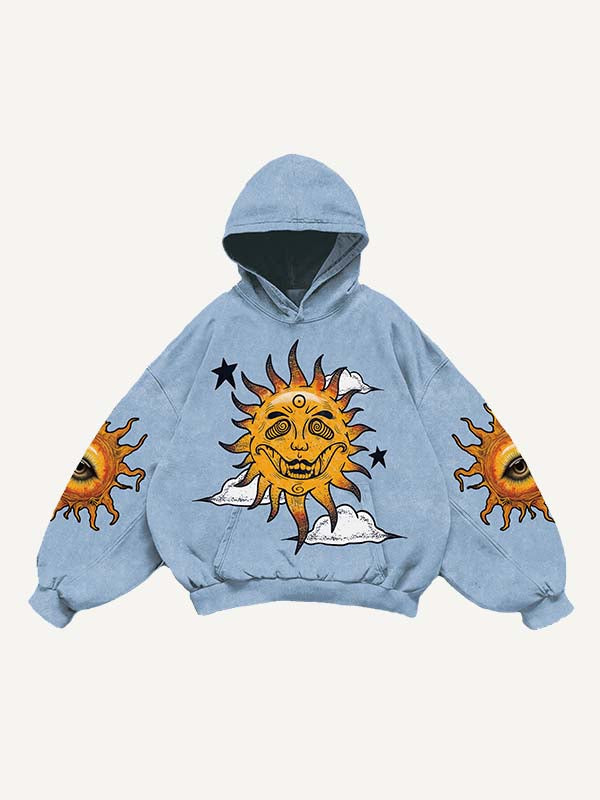Evil Sun&Moon&Eye&Graphic Print Slant Pockets Hoodie