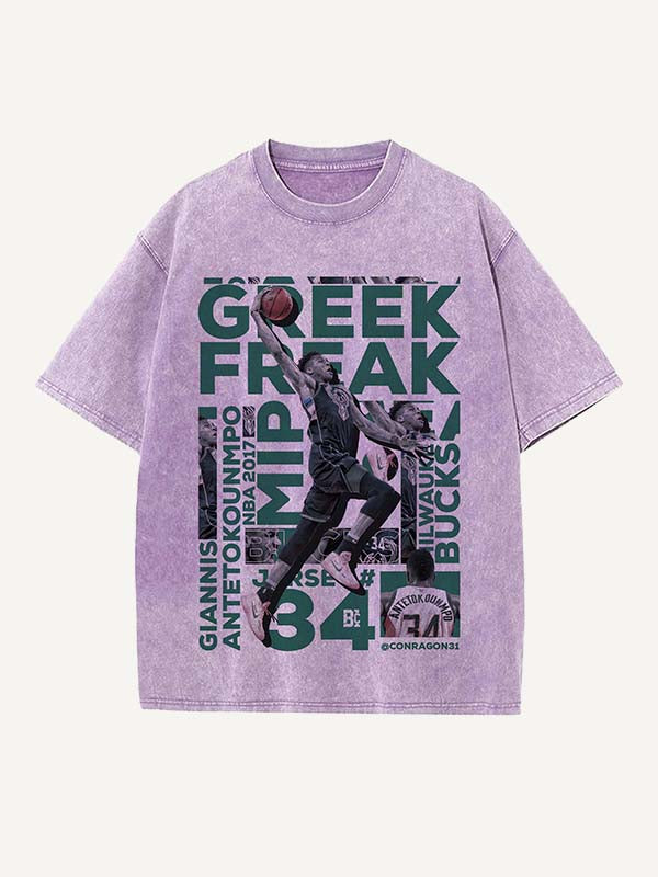 Giannis Antetokounmpo Print Round Neck T-shirt