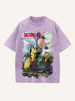 One-Punch Man Print Round Neck T-shirt