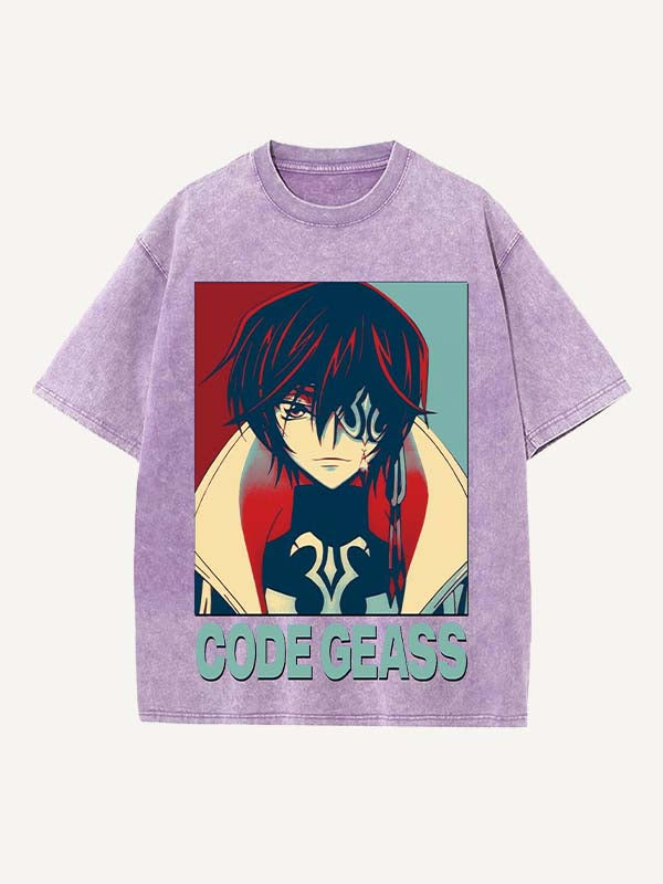 Code Geass Print Round Neck T-shirt
