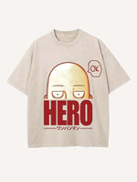 One-Punch Man Print Round Neck T-shirt