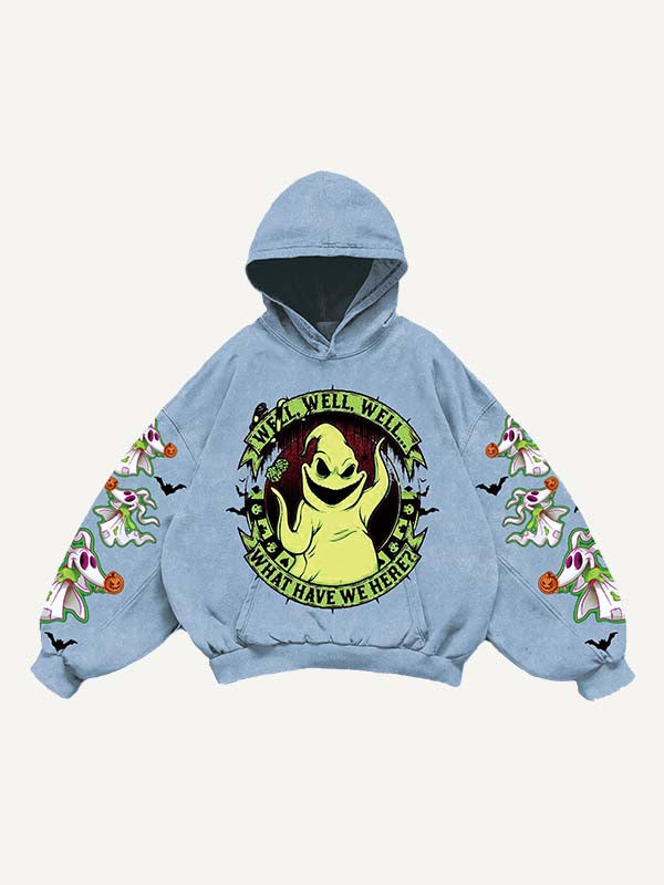 Halloween Ghost&Graphic&Letter Print Slant Pockets Hoodie