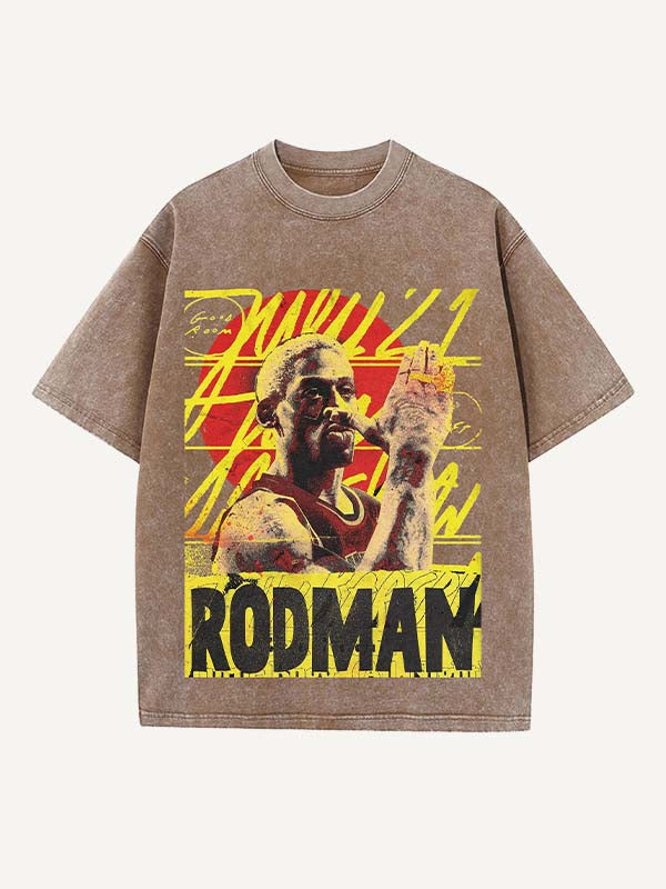Dennis Rodman Print Round Neck T-shirt