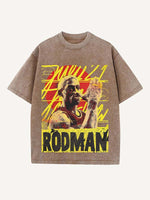Dennis Rodman Print Round Neck T-shirt