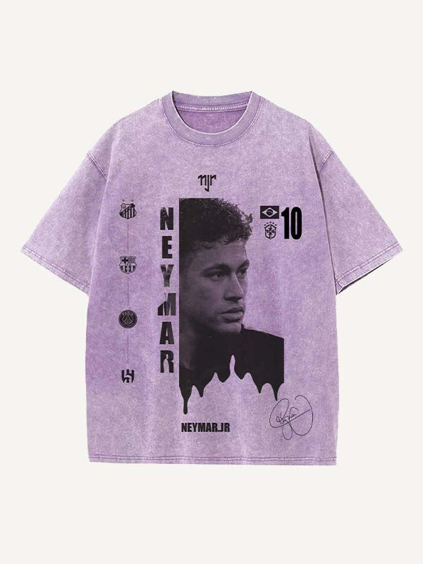 Neymar Print Round Neck T-shirt
