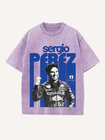 Sergio Perez Print Round Neck T-shirt