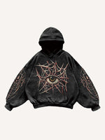 Eye&Letter&Graphic Print Slant Pockets Hoodie