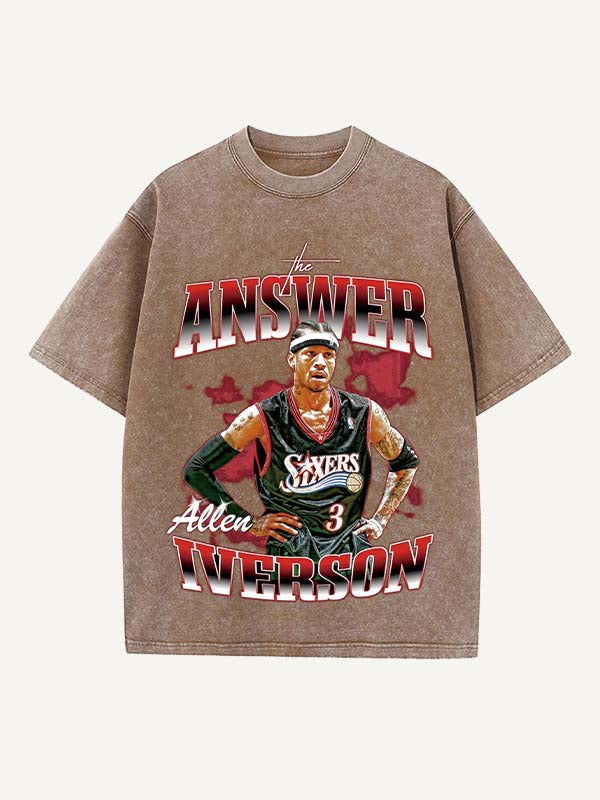 Allen Iverson Print Round Neck T-shirt