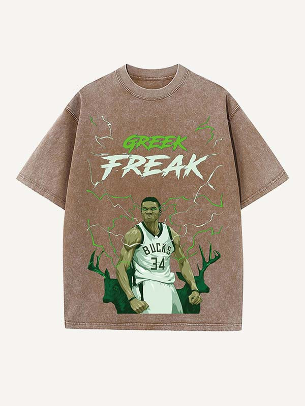 Giannis Antetokounmpo Print Round Neck T-shirt