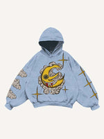 Evil Moon&Sun&Star&Cloud Print Slant Pockets Hoodie