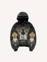 Angel&Letter Print Slant Pockets Hoodie
