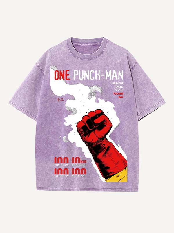 One-Punch Man Print Round Neck T-shirt
