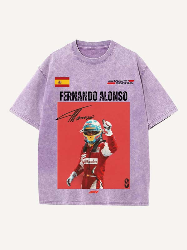 Fernando Alonso Print Round Neck T-shirt