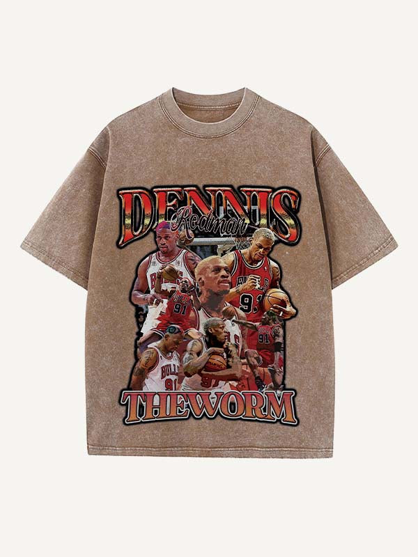 Dennis Rodman Print Round Neck T-shirt