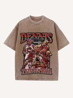 Dennis Rodman Print Round Neck T-shirt