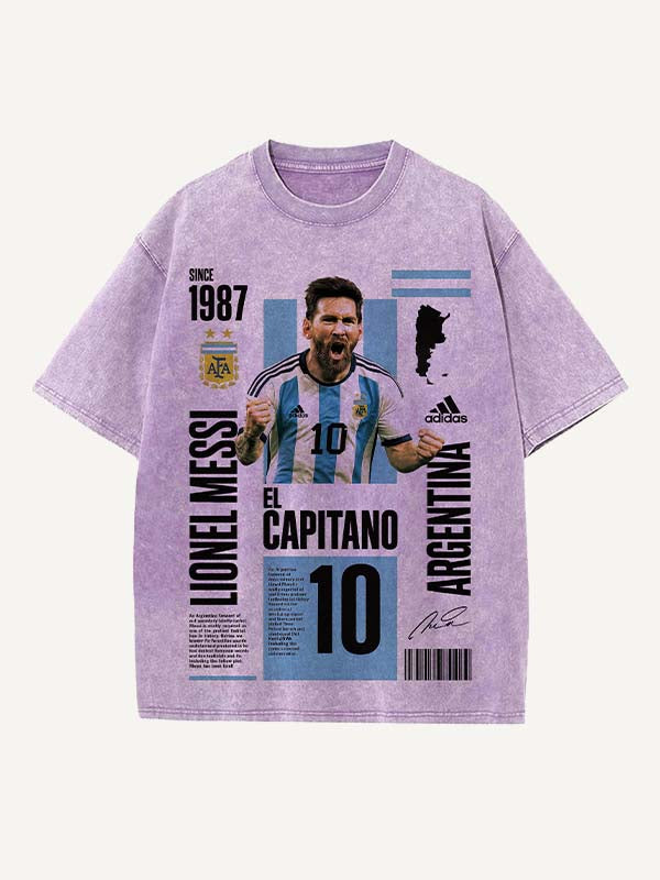 Lionel Messi Print Round Neck T-shirt