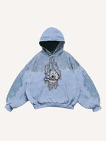 Colorblock Eye Faux Decal Print Slant Pockets Hoodie