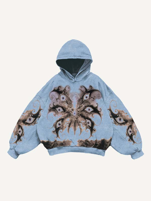 Eye&Wing&Graphic Print Slant Pockets Hoodie