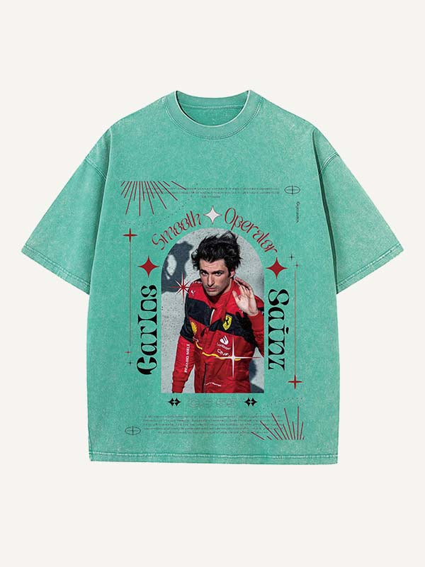 Carlos Sainz Print Round Neck T-shirt