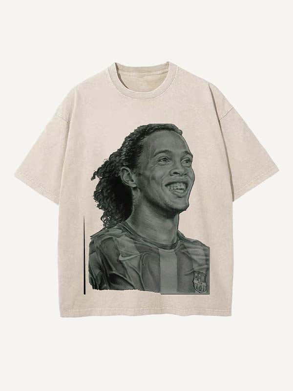 Ronaldinho Print Round Neck T-shirt