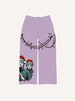 Christmas Horror Print Elastic Waist Pants