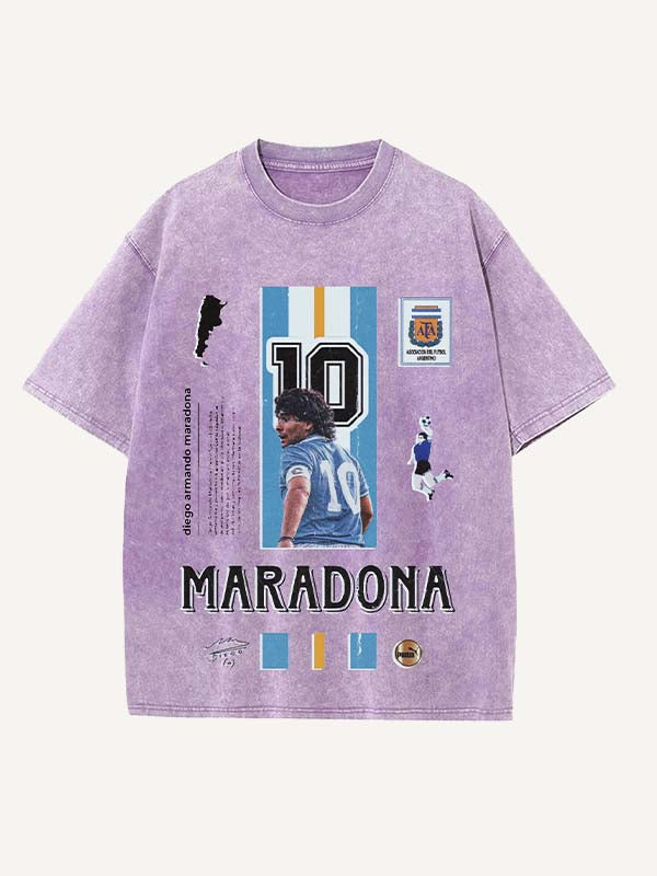 Diego Maradona Print Round Neck T-shirt