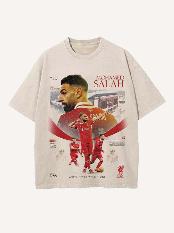 Mohamed Salah Print Round Neck T-shirt