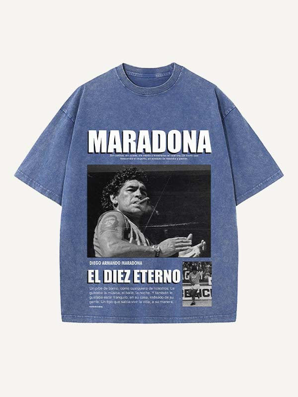 Diego Maradona Print Round Neck T-shirt
