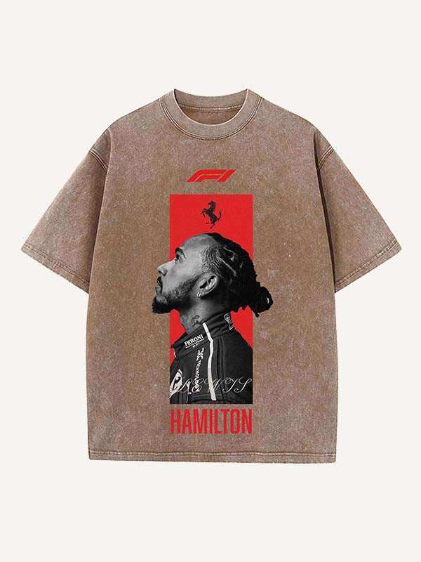 Lewis Hamilton Print Round Neck T-shirt