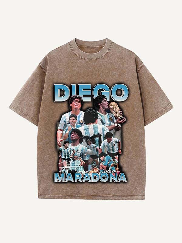 Diego Maradona Print Round Neck T-shirt