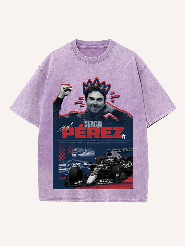 Sergio Perez Print Round Neck T-shirt