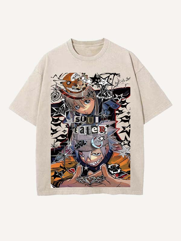 Soul Eater Print Round Neck T-shirt