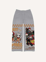 Christmas Horror Print Elastic Waist Pants